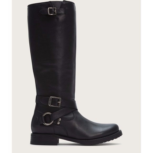 FryeVeronica Criss Cross Tall Leather Riding Boot, #76539, Black Size 9.5B - Picture 1 of 9